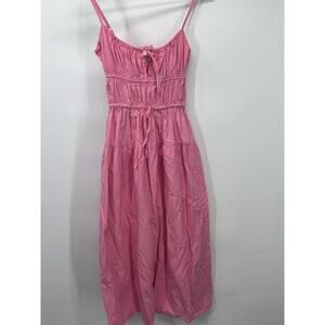 Ciao Lucia Womens Fabia Gathered Midi Sundress Size XS Pink Milkmaid Barbie